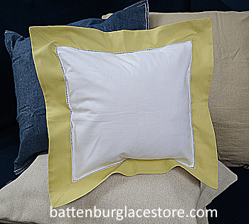 Square Pillow Sham. White with SHADOW GREEN color border.12 SQ. - Click Image to Close
